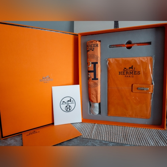 Other - Hermes Liveshow Listing- Notebook, Pen & Umbrella Gift Set w/Box & Giftbag-NEW